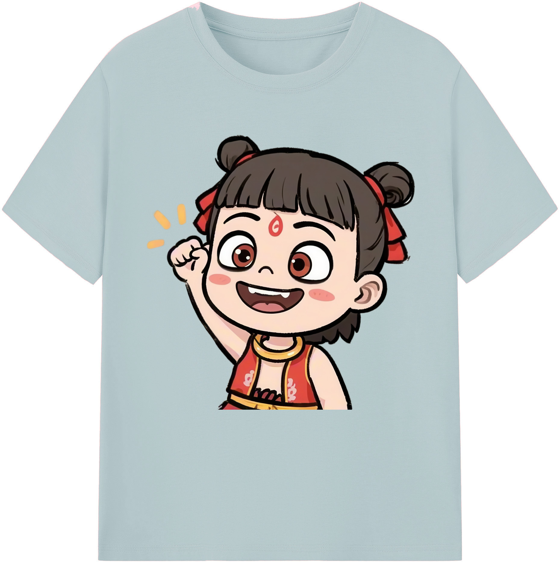 （画像用） Ne Zha 2 ナタ 魔童の大暴れ 綿100％半袖Tシャツ（フロントプリント）